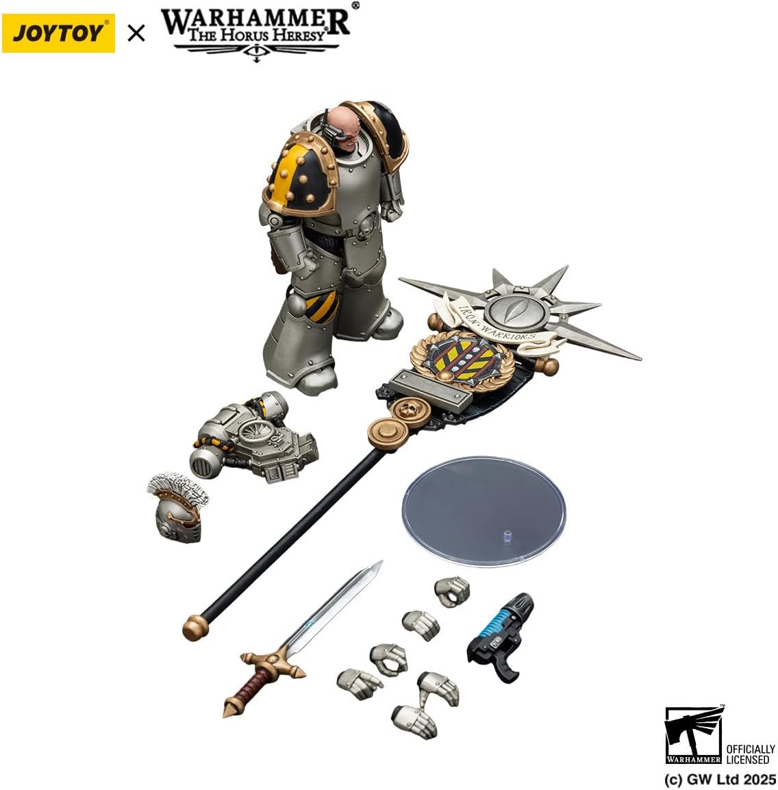 JOYTOY Action Figures Warhammer 40K 4.8inch Iron Warriors Command Squad Chosen with Legion Standard 1/18 Movable Model Collectible Figurine