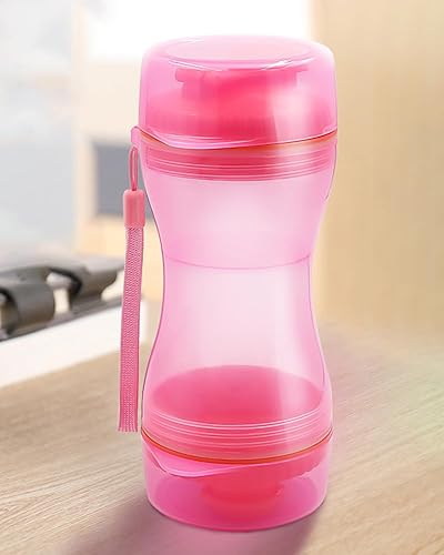 Miniatura 5 de Botella de agua portátil 2 en 1 para perros con contenedor de alimentos, dispensador de agua de viaje para mascotas, diseño a prueba de fugas para