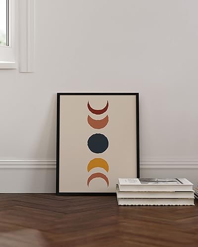 Miniatura 5 de HAUS AND HUES Arte de pared de fases lunares  Transición de luna colorida, decoración bohemia moderna de mediados de siglo, póster de luna