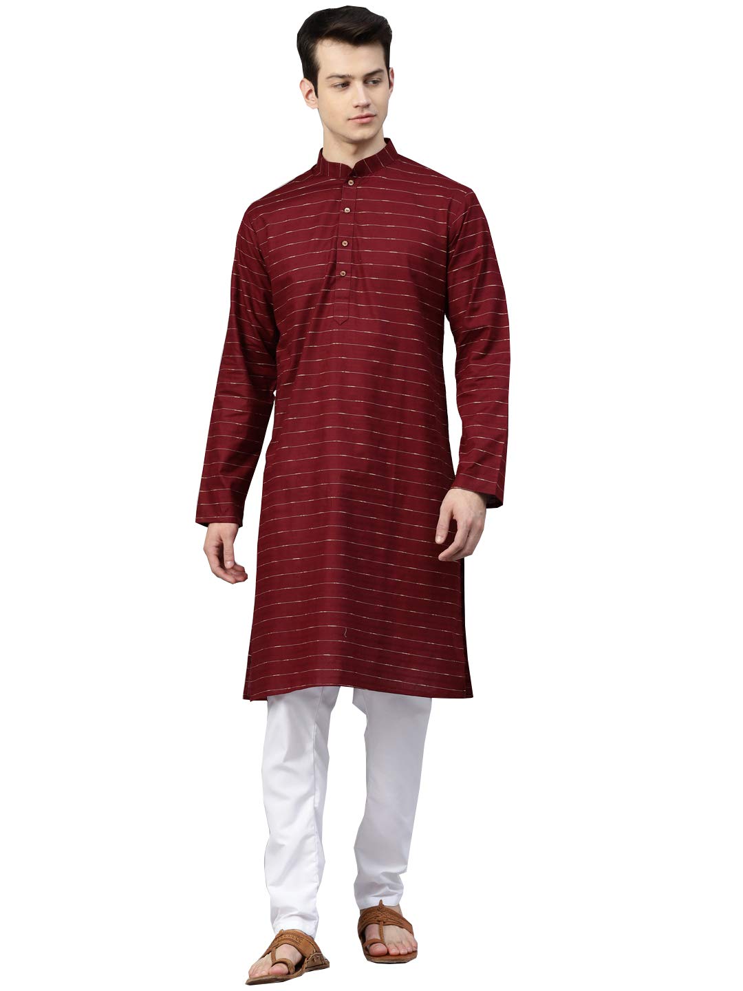 MANQMen's Cotton Kurta Pajama Set Indian Party Traditional Ethnic Festive Wear Tunic Dress Wedding