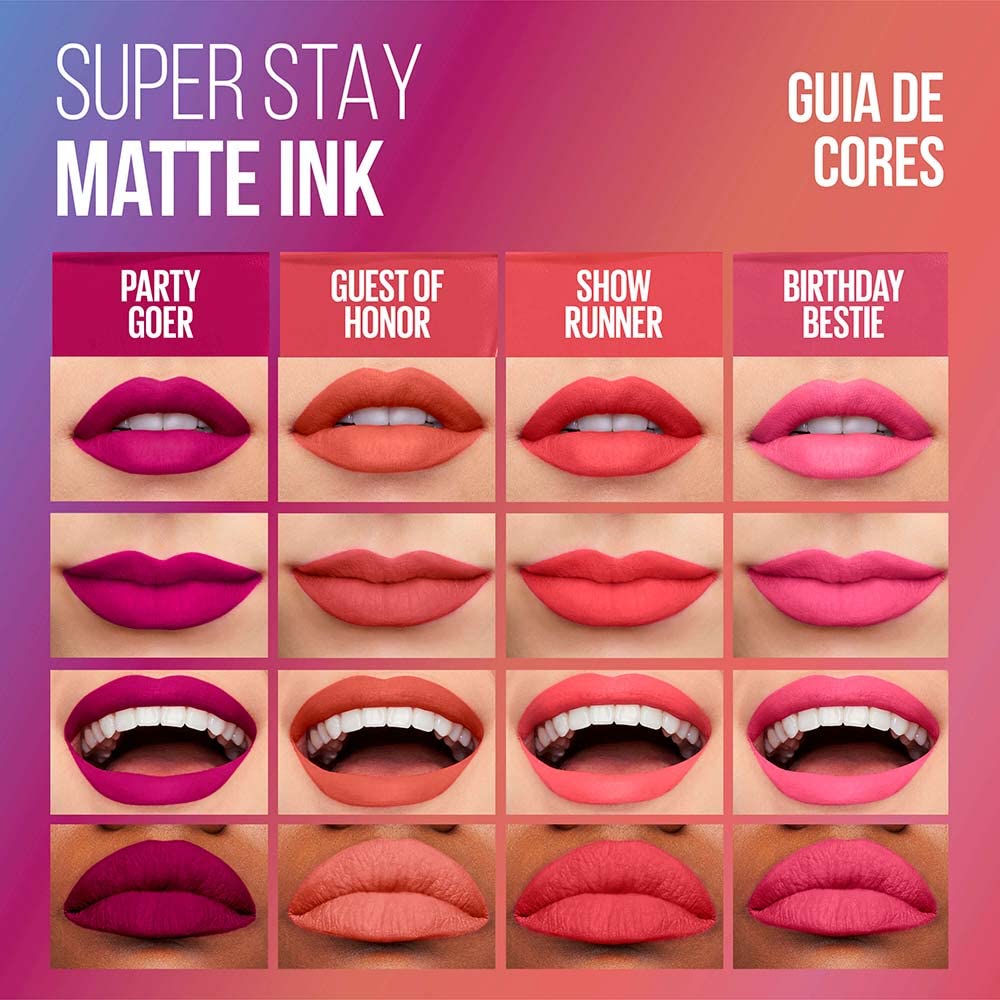 MAYBELLINE New York Super Stay Matte Ink Liquid Lipstick, Transfer-Proof, Long-Lasting, Limited-Edition Birthday-Cake-Scented Shades, Guest of Honor, 0.17 Fl Oz