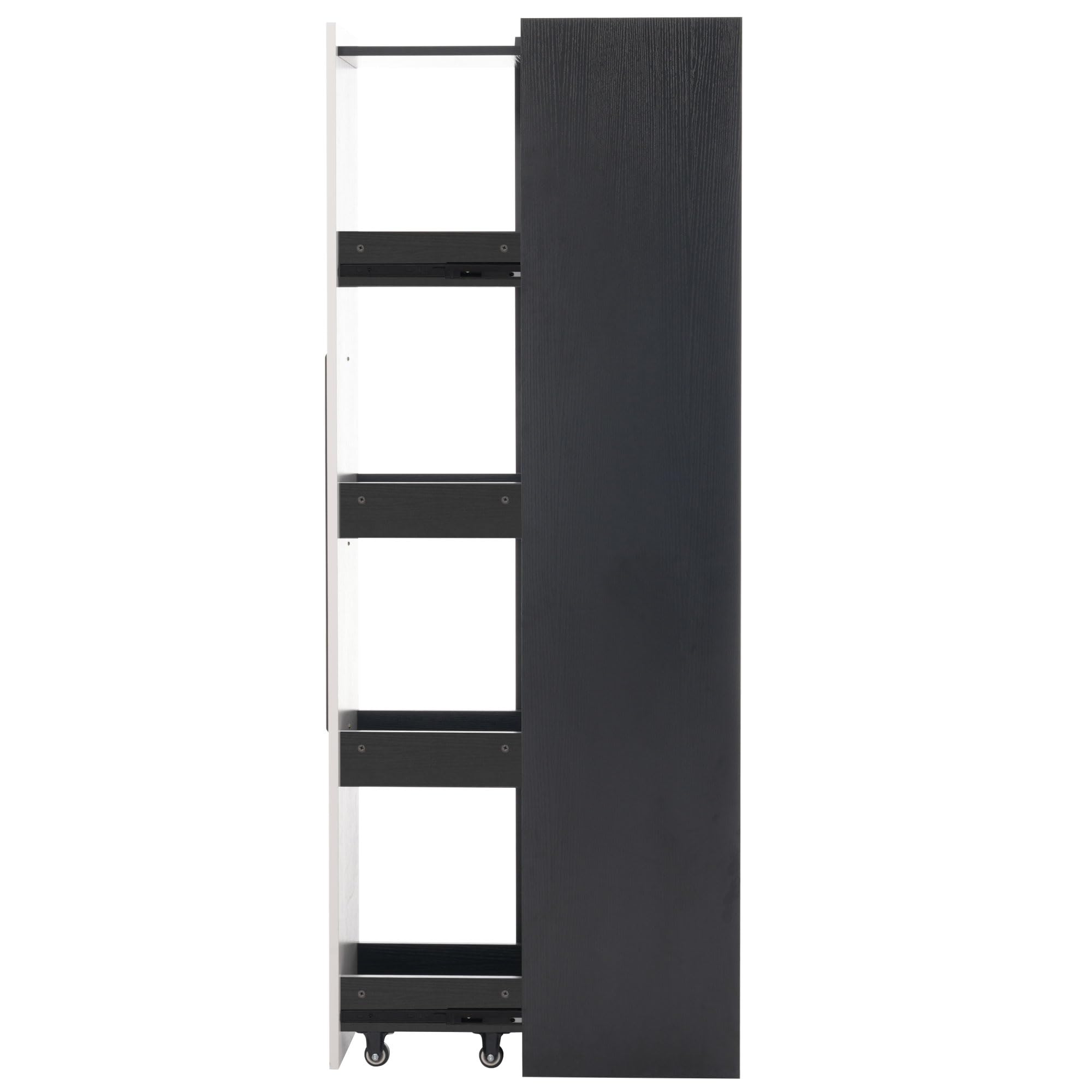 Armadio multifunzione – Vetrina con porta in vetro, design armadietto alto in stile moderno, libreria, armadietto per sala da pranzo (nero e bianco, 110,5 × 35 × 160 cm)
