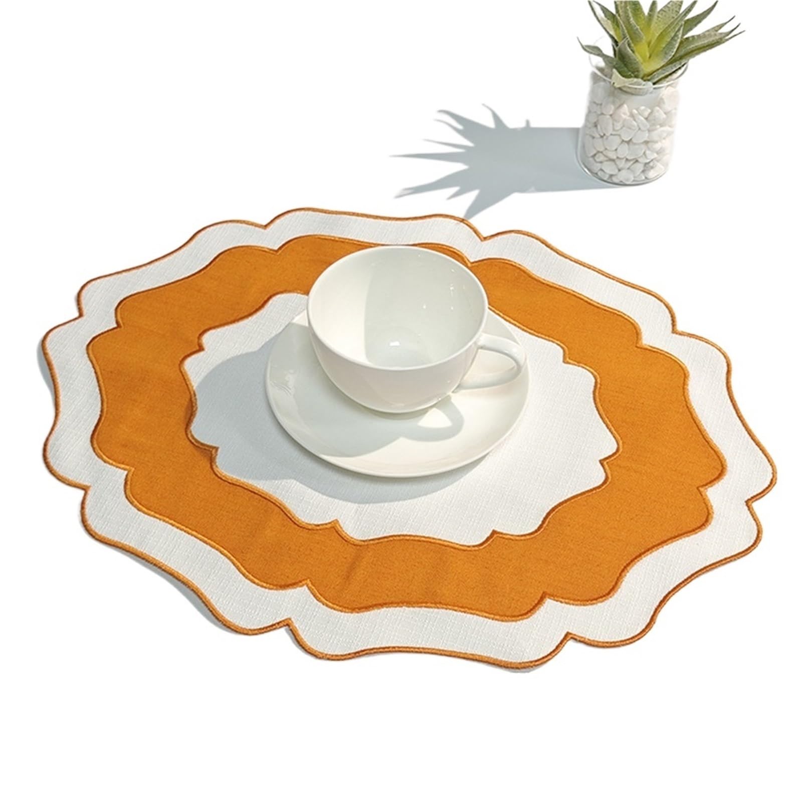 Placemats Modern Simple Two-color Placemat Household Heat Insulation Washable Ironing Coaster Kitchen Supplies Irregular(Orange)