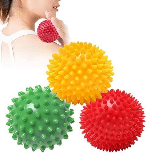 3 Pièces Balles de Massage, Boule de Massage Boule Hérisson Boules de Massage à Picots, Idéal pour Masser les Pieds, dos, épaules, Bras Cover