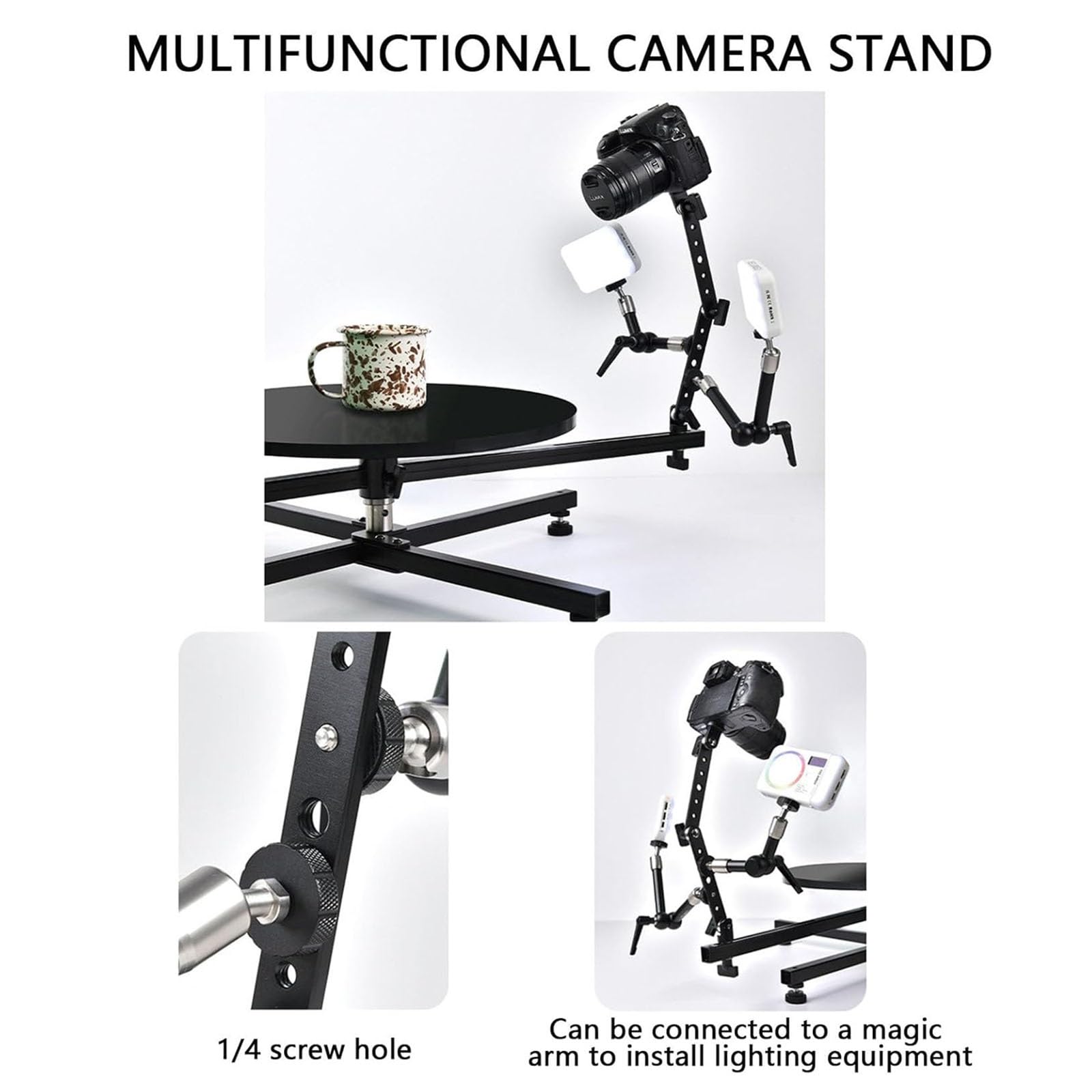 Plataforma giratoria para cámara, plataforma giratoria de aluminio para uso comercial, ideal para fotografía de alimentos y fotografía de productos