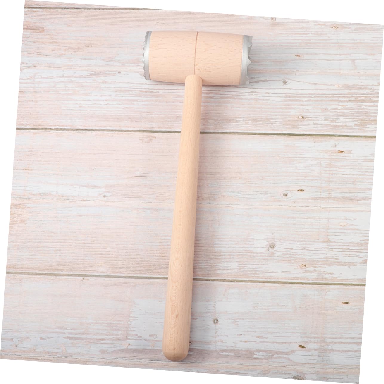 OUNONA 1Pc Double Sided Wooden Meat Tenderizer with Aluminium Nail Mallet Meat Hammer for Effortlessly Softening Beef Pork and Poultry Essential Kitchen Tool