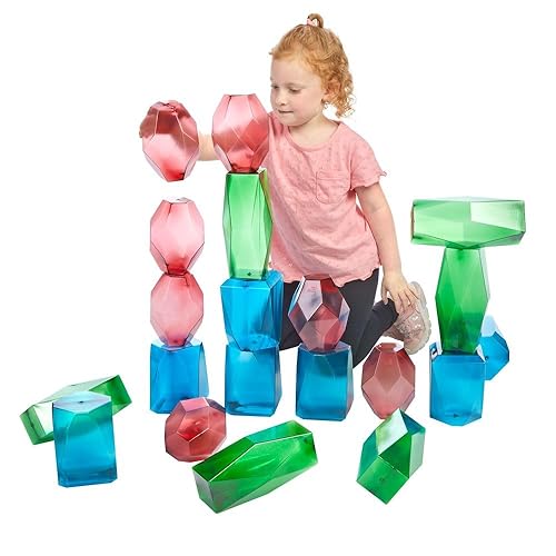 Miniatura 8 de Excellerations Gemas apilables gigantes, juego de 20, bloques apilables, STEM, bloques para mesa de luz, juguete sensorial, piedras apilables