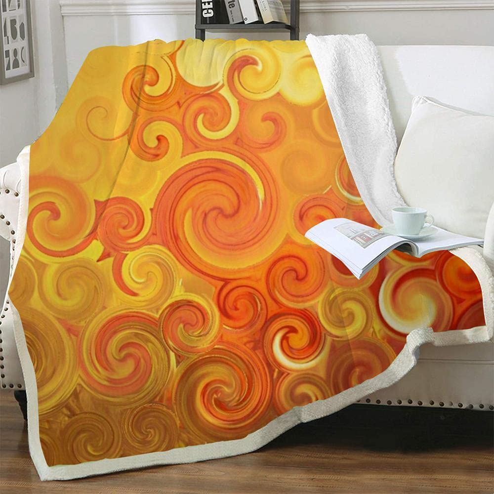 Plaid Coperta Sherpa Giallo Coperta Pile Doppio Strato Vello, Plaid Divano Super Morbida Calda in Microfibra, Coperta Fluffy per Divano, Letto, Ufficio (130x150cm)