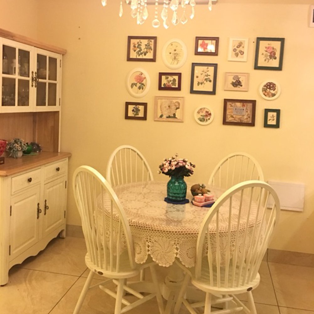 Tovaglia Rotonda In Pizzo Fatto A Mano - Diametro 90 Cm, Cotone Beige, Stile Vintage Per Decorazione