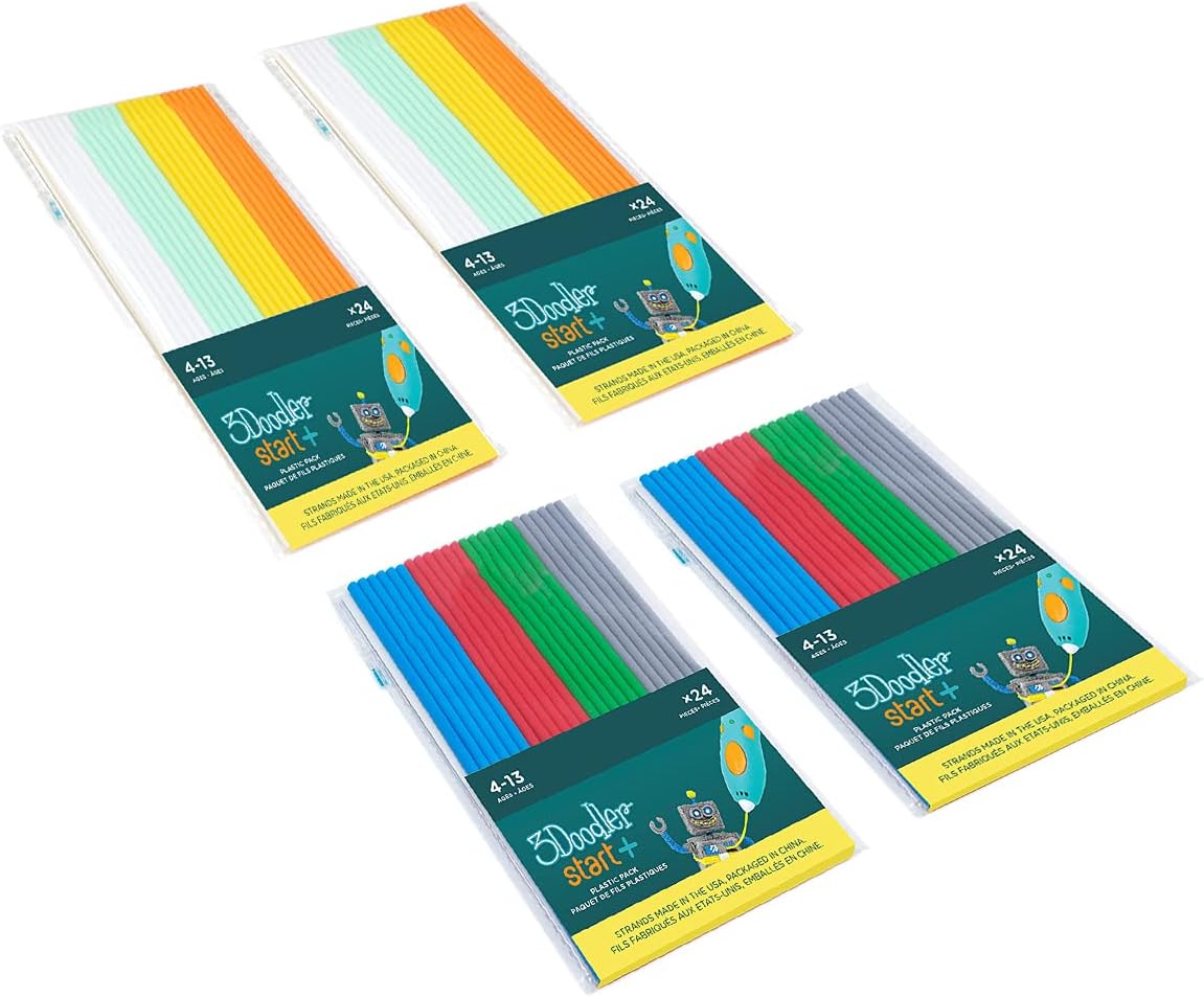 3Doodler Start 3D Printing Filament Refill Bundle (x4 Packs, Over 450 ft. of Extruded Plastics!) - Spectrum (Amazon Exclusive)