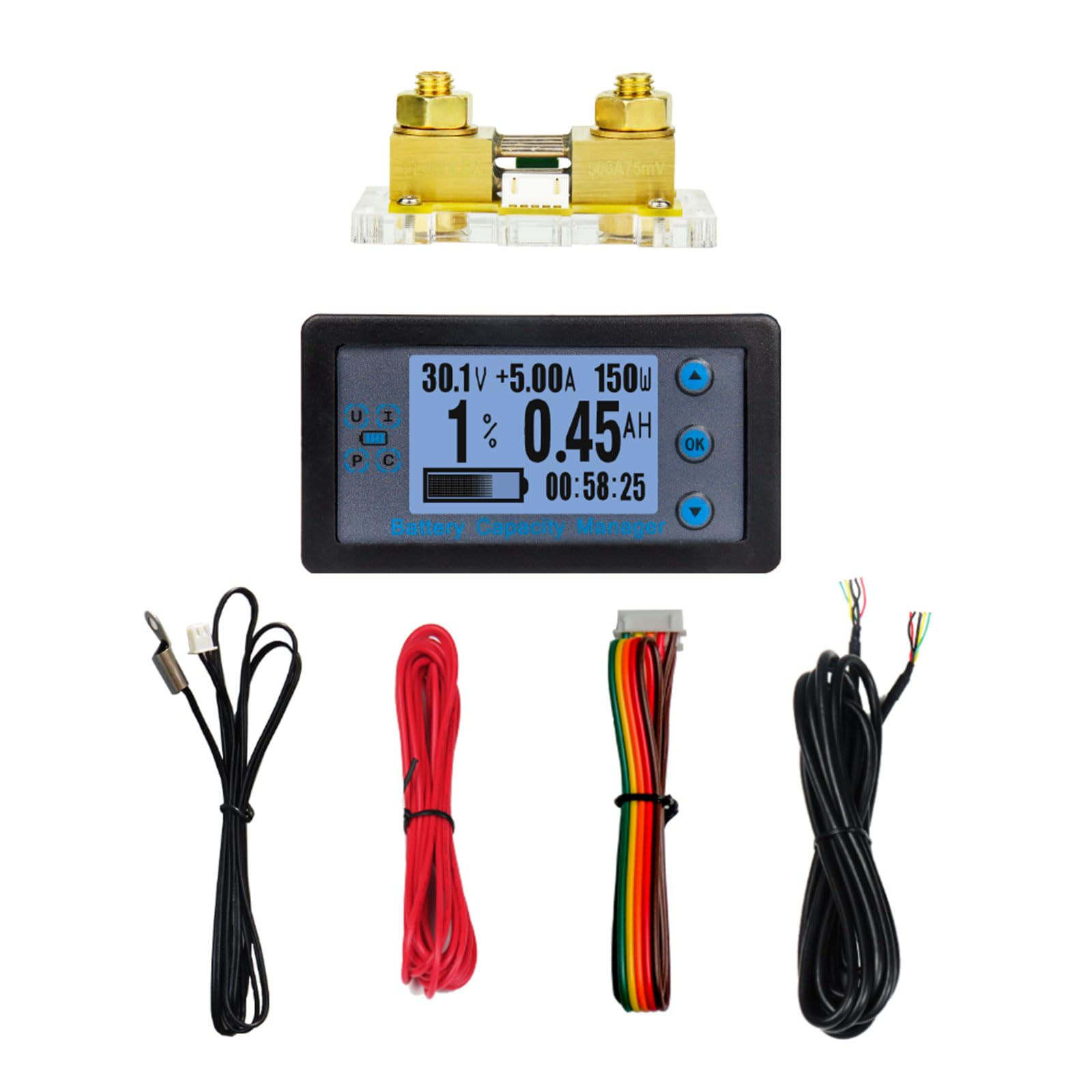 Coulomb - Tester per batteria da 8-120 V, misuratore di corrente compatibile con Bluetooth, misuratore di capacità della batteria, con attrezzatura professionale per elettricisti