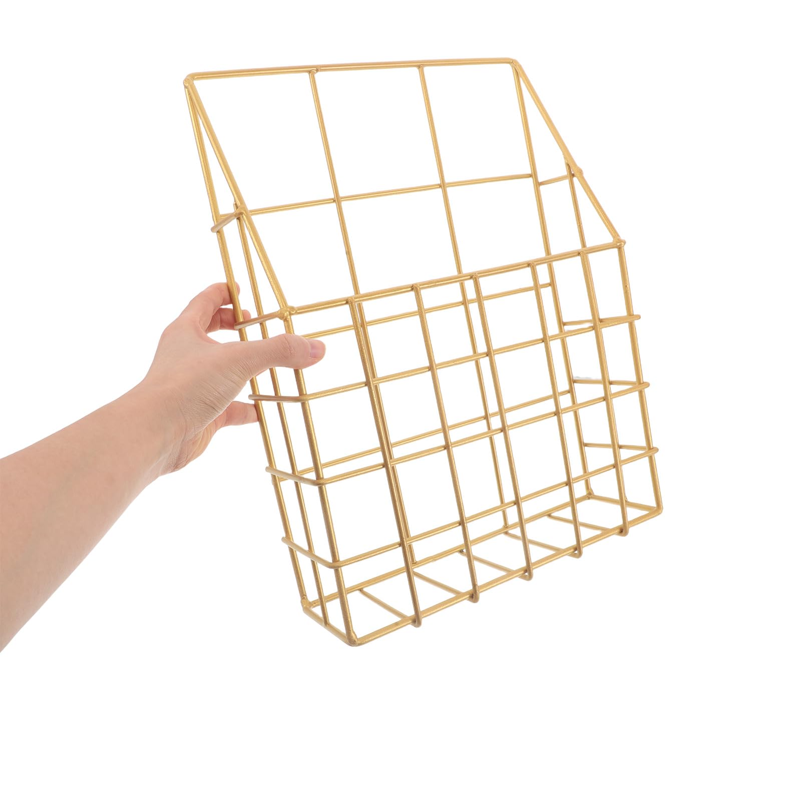 Cabilock Revistero de Pared Metálico Dorado Estantes para Periódicos, Diseño Moderno y Artesanal de Hierro Resistente para Organización en Oficina