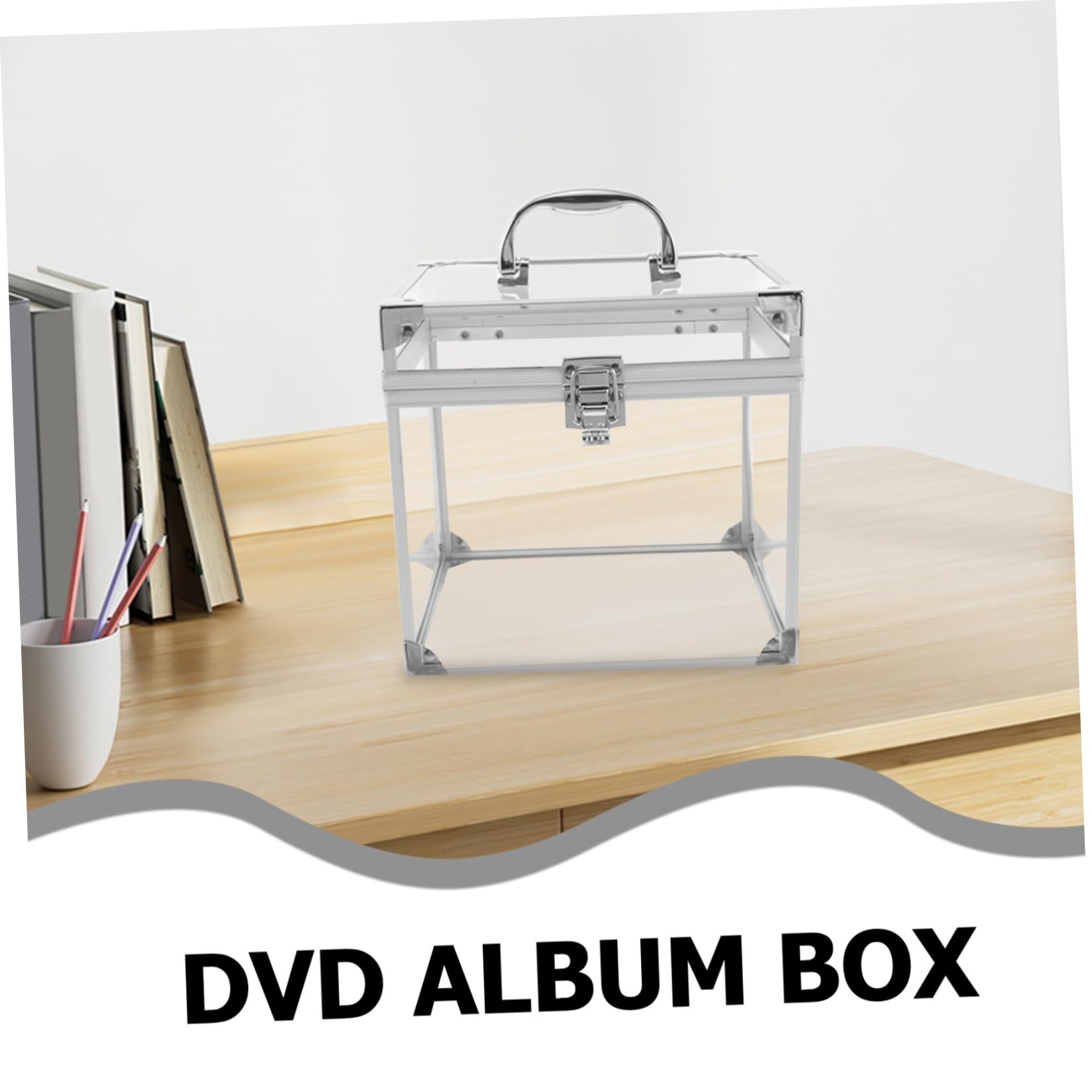 Kichvoe Scatola Porta Dischi per Grande Capacità in Vinile in Acrilico con Manico Organizer Raffinato per Album da Collezione, per Spazio Intrattenimento o Scrivania