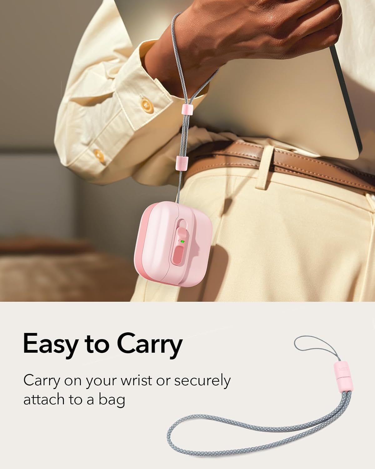ESR for AirPods 4 Case, Compatible with AirPods 4 Generation Case (2024)(USB-C), MagSafe Compatible, Magnetic Lid Lock, Drop-Proof Protection Cover with Lanyard, Pulse Series,Pink