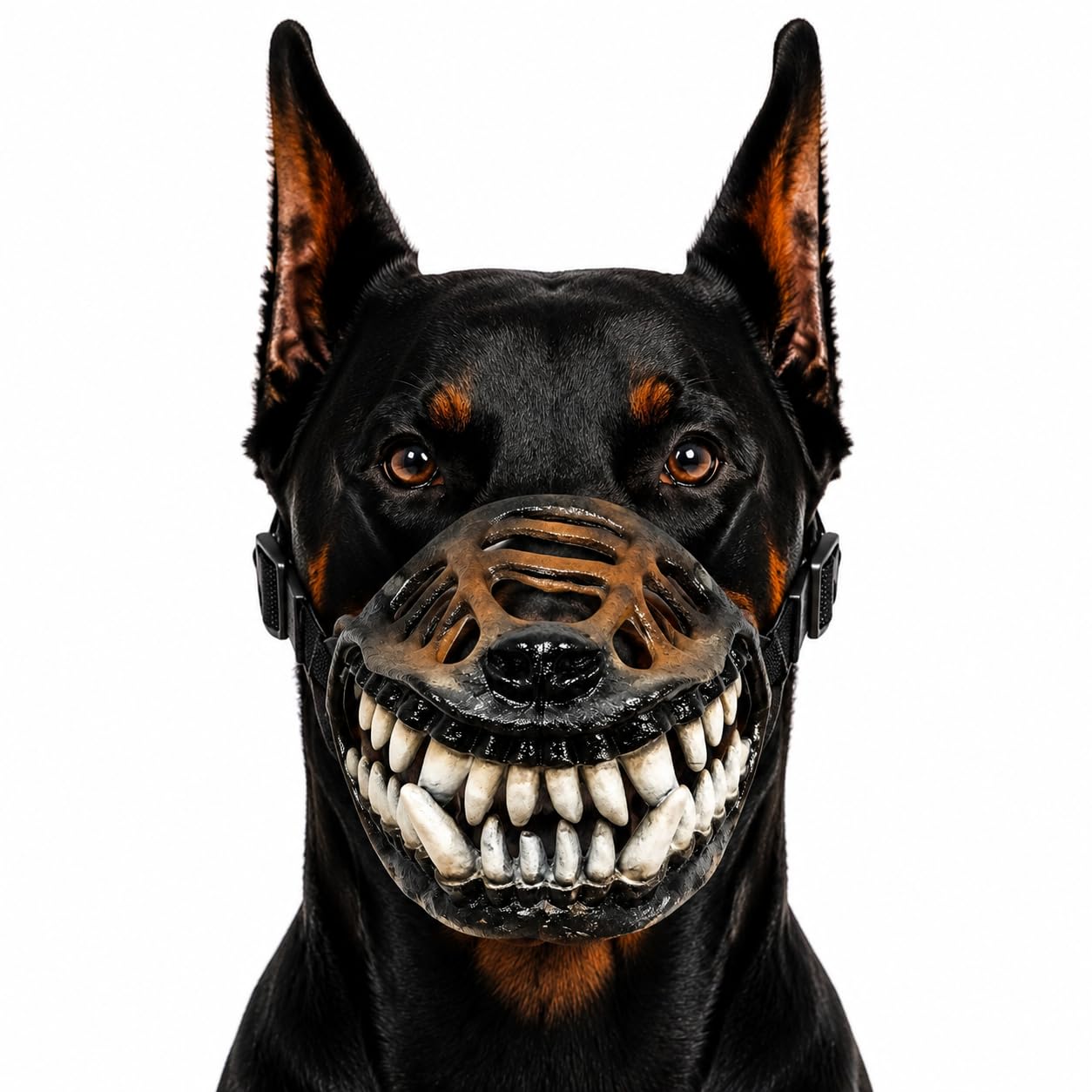 Hell Hound Monster Dog Muzzle Mask, Scary Rubber Beast Costume, Lifelike Teeth Pet Mask with Adjustable Straps for Halloween Party Cosplay, Photo Shoots, Trick or Treat