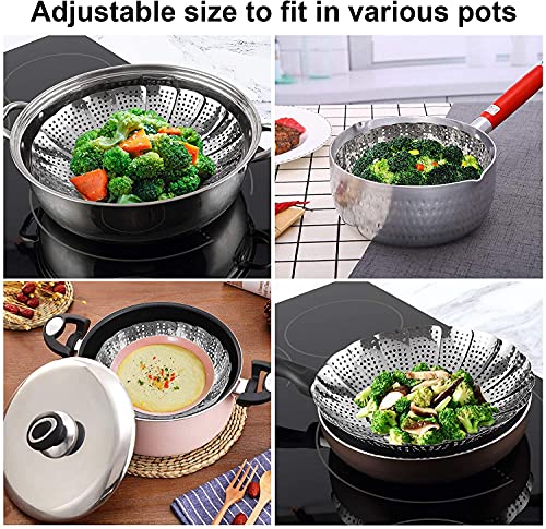 Vegetable Steamer Basket Premium Stainless Steel - Folding Collapsible Rust-Free For Easy Storage And Stay Fresh-Adjustable To Different Pots & Pans #TOP3
