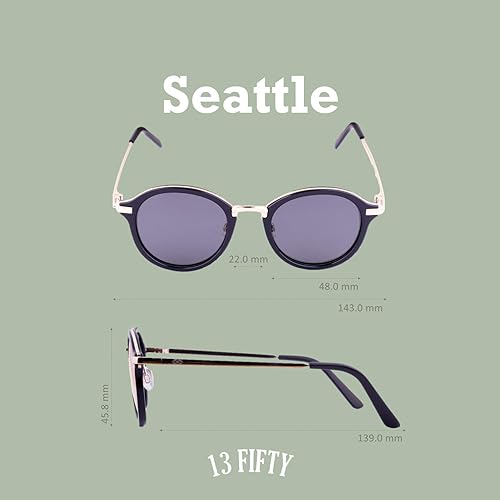 Miniatura 3 de 13Fifty Seattle - Gafas de sol unisex polarizadas redondas de metal - Múltiples opciones