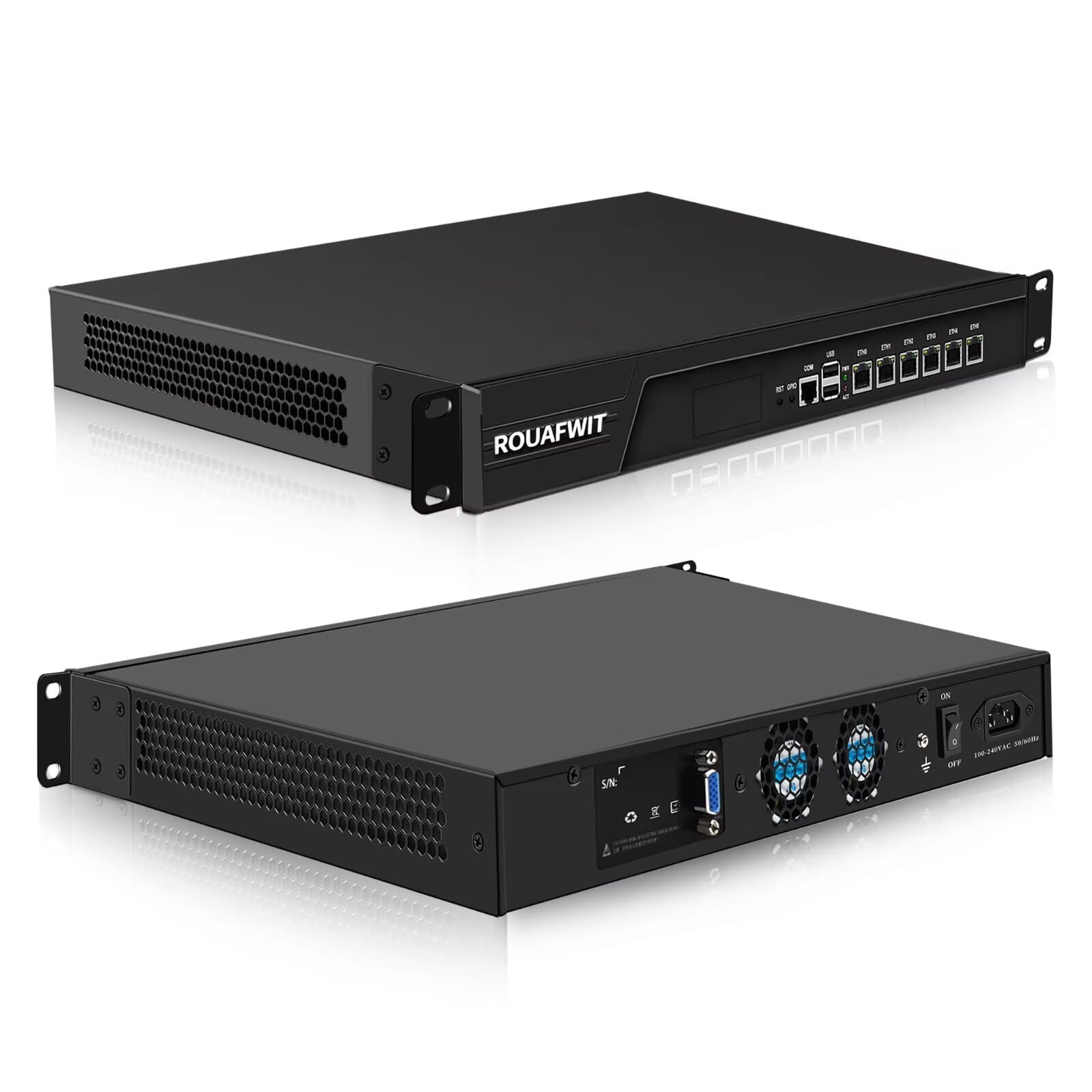 Firewall, 19 inch 1U Rackmount, OPNsense, Network Appliance, Router PC, Core i7-3520M, 6 i226V Lan/2USB/COM/VGA/, SIM Slot, DDR3 Barebone NO RAM NO SSD