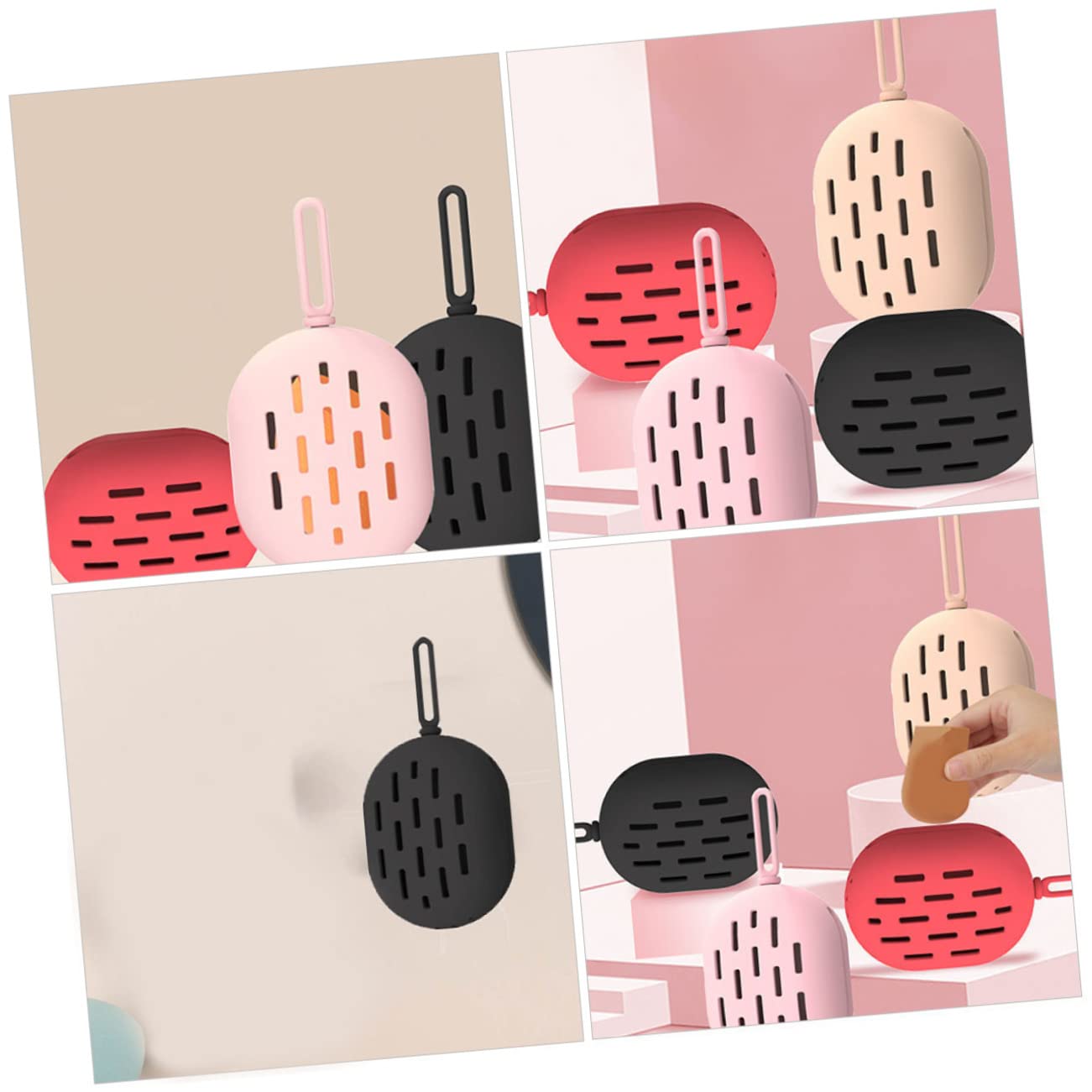 Beavorty 5piezas Caja De Almacenamiento De Esponjas De Maquillaje De Silicona Organizador Portátil Para Viaje Estuche Compacto y Transpirable Para Esponjas De Belleza