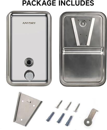 Miniatura 7 de Dispensador de jabón comercial para montaje en pared, dispensador manual de jabón líquido con acabado de acero pulido Stianless - 37oz (37.2 fl oz)