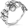 Mimi 925 Sterling Silver Triple Plumeria Flower Ring