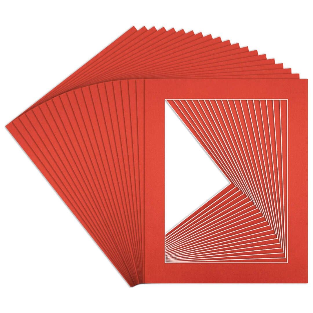 Procut Global 10x8" Poppy Red Picture Mounts to Fit 8x6" Aperture - Precision Cut Cardboard Photo Mount - Ideal for Frames, Prints, Artwork & Certificates - Sizes & Colours Available - 20 Pack