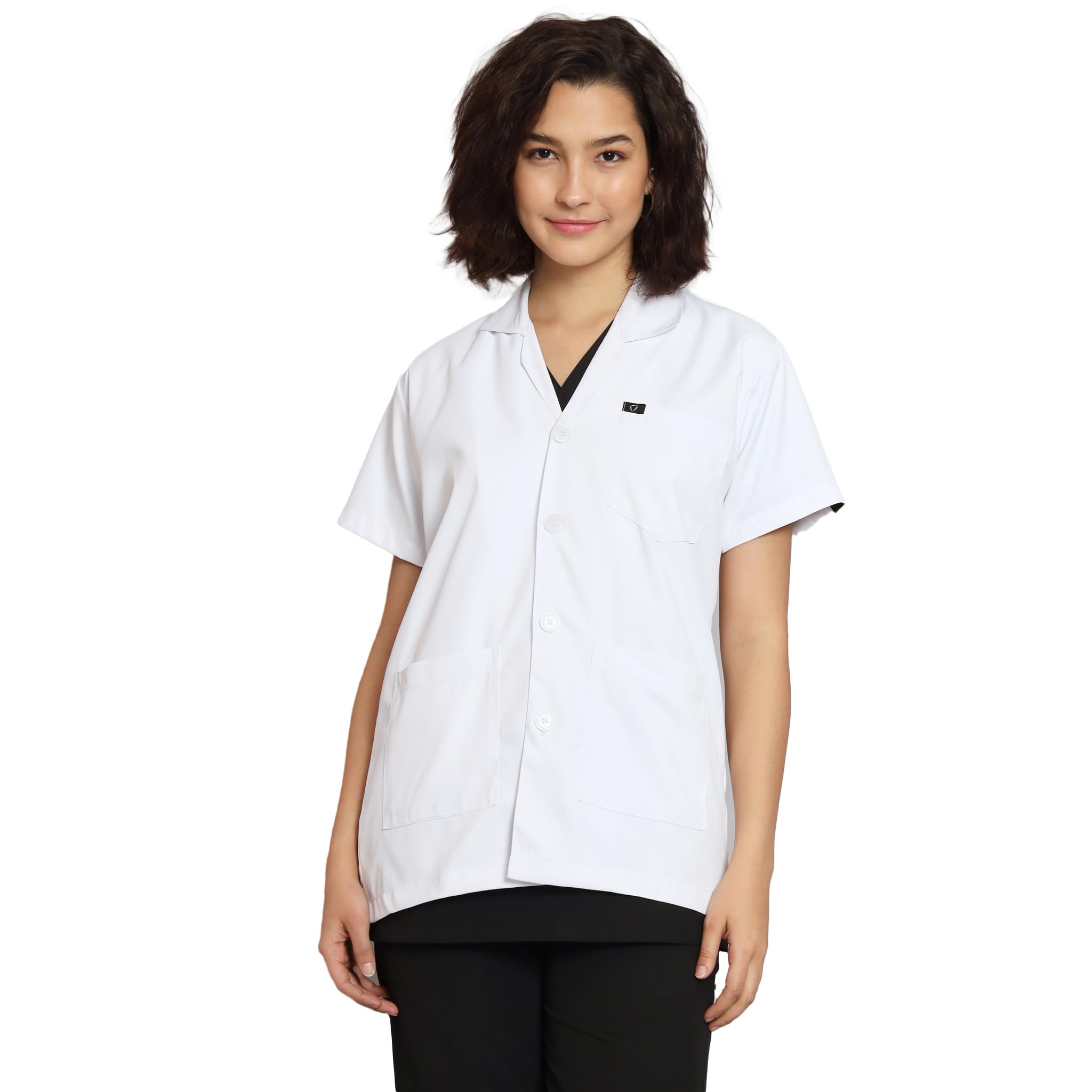 THE UNIFORM PROS. Women's Lab coat | Half Sleeves | 3 Pocket Apron for Medical Students, Doctors |