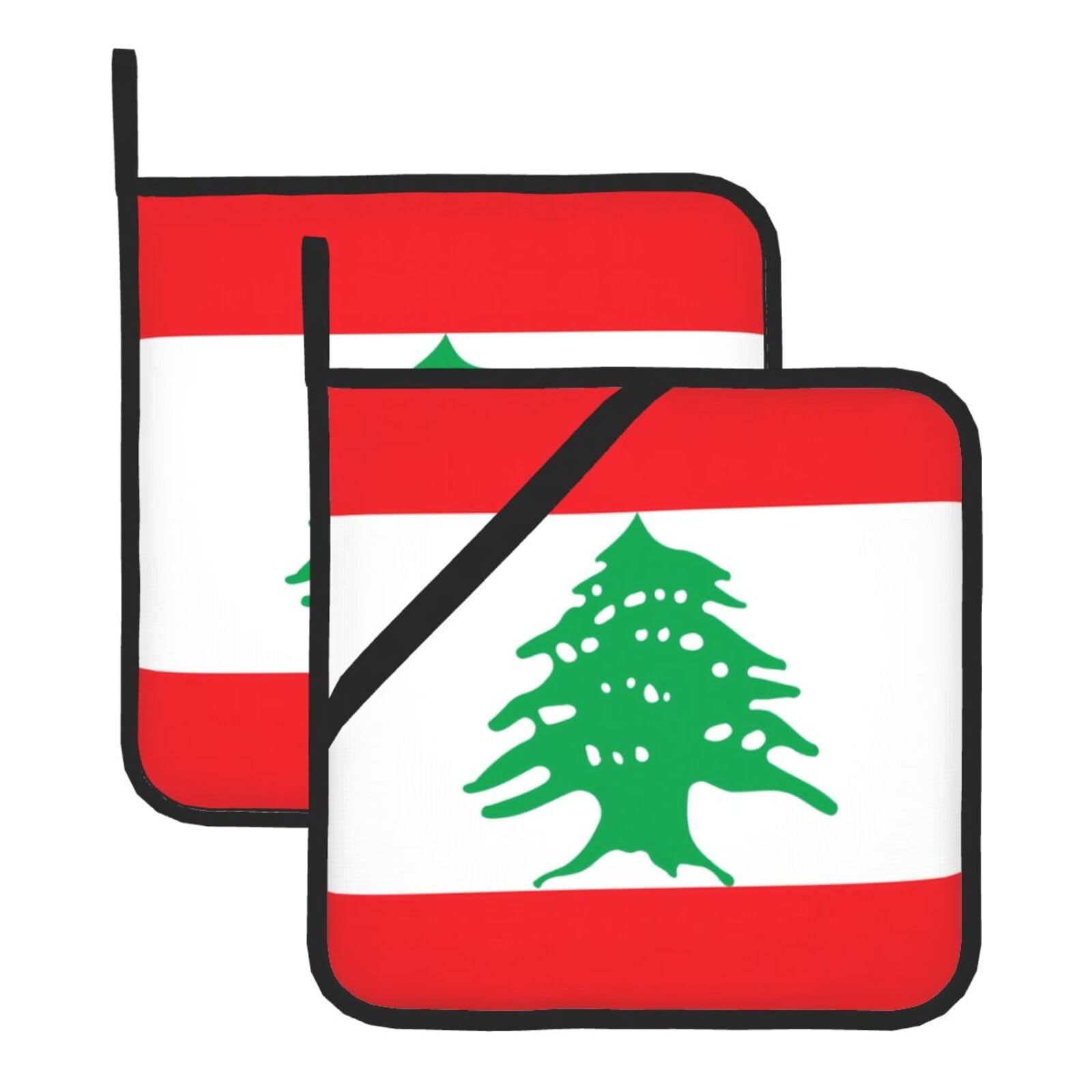 Flag of Lebanon Square Heat Resistant Trivet Set Thick and Durable for Baking Barbecue Cookware Oven