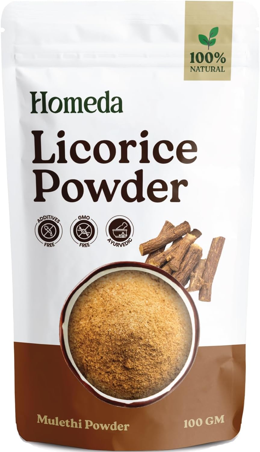 Organic Licorice Root Powder (3.5 oz - 100g), Mulethi Powder Organic for Face, Pure Regaliz Raiz Organico Extract for Skin, Dried Liquorice Roots Herb, Extracto De Regalis 0.2 lb
