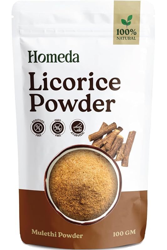 Homeda Suplemento fitoterápico de raiz de alcaçuz orgânica em pó, 100 g