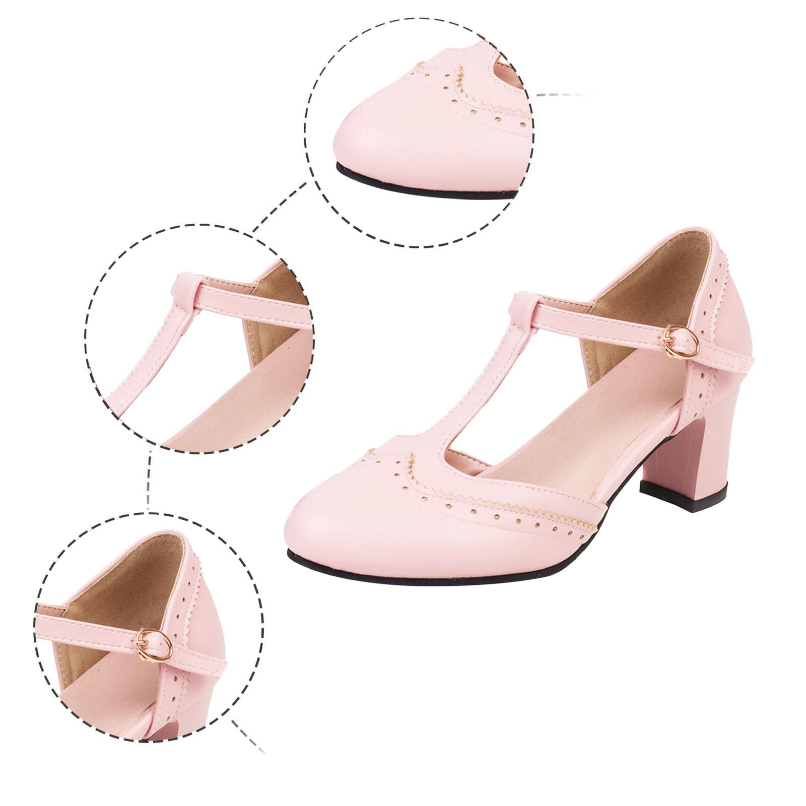 Escarpins à pieds larges pour femme - Chaussures à talons élégantes - Chaussures de mariage - Chaussures de danse d'été confortables - Chaussures basses pour femme - Chaussures à talons hauts