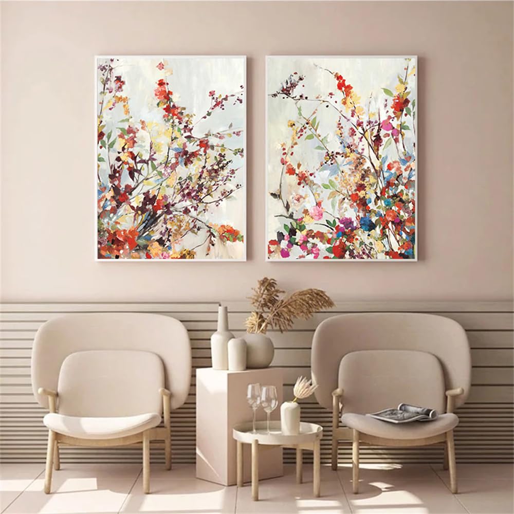 WUHBCZ Pictures,Abstract Flower Poster Wall Art Canvas Painting Modern Colorful Picture Minimalist Print for Living Room Bedroom Kitchen Home Decor-40 * 60cm*2PCS (No Frame)