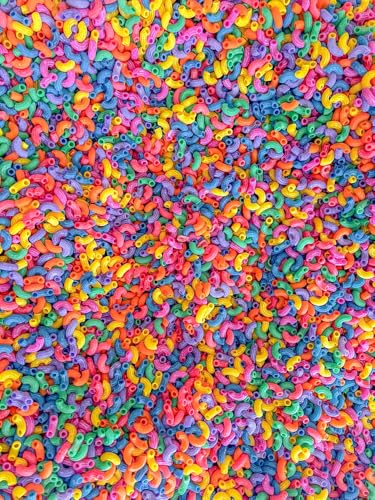 2 cups of rainbow pasta sensory bin filler for sensory table - elbow noodles