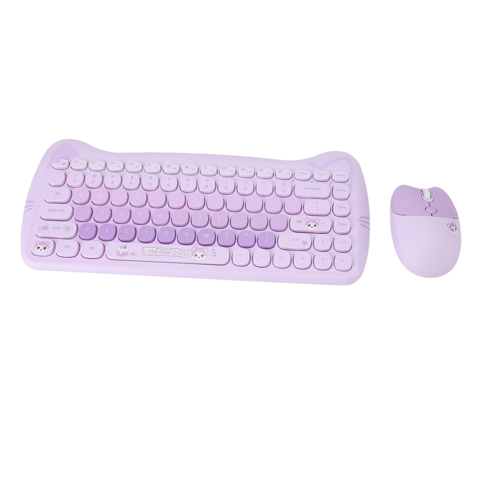 Zestaw Klawiatury i Myszy Cute Cat, Bezprzewodowa Klawiatura i Mysz 2,4G, 84 Klawisze, Cicha Klawiatura Komputerowa z Odbiornikiem USB, Pełnowymiarowy, Lekki Zestaw Klawiatury i