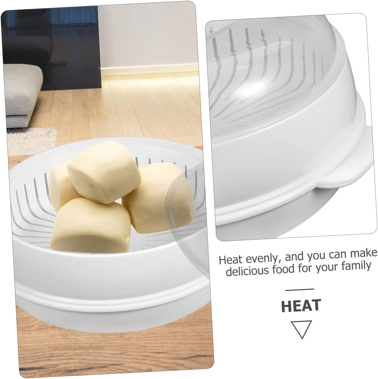 Cabilock Microwave Vegetable Steamer Cover Kitchen Food Steamer for Healthy Cooking Preserves Nutrients Flavor for Dumplings Vegetables and More