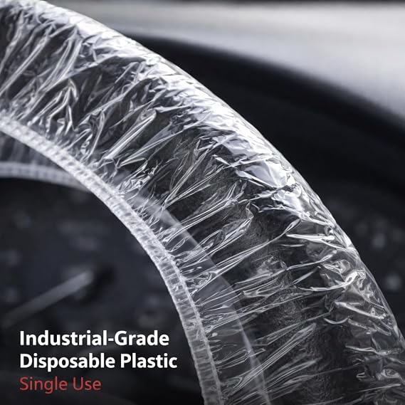 HI-TECH Disposable Steering Wheel Covers Industrial Grade, Universal Fit, Single-Use Protection, 500 Pack for Automotive Service, Car Wash & Valet Use