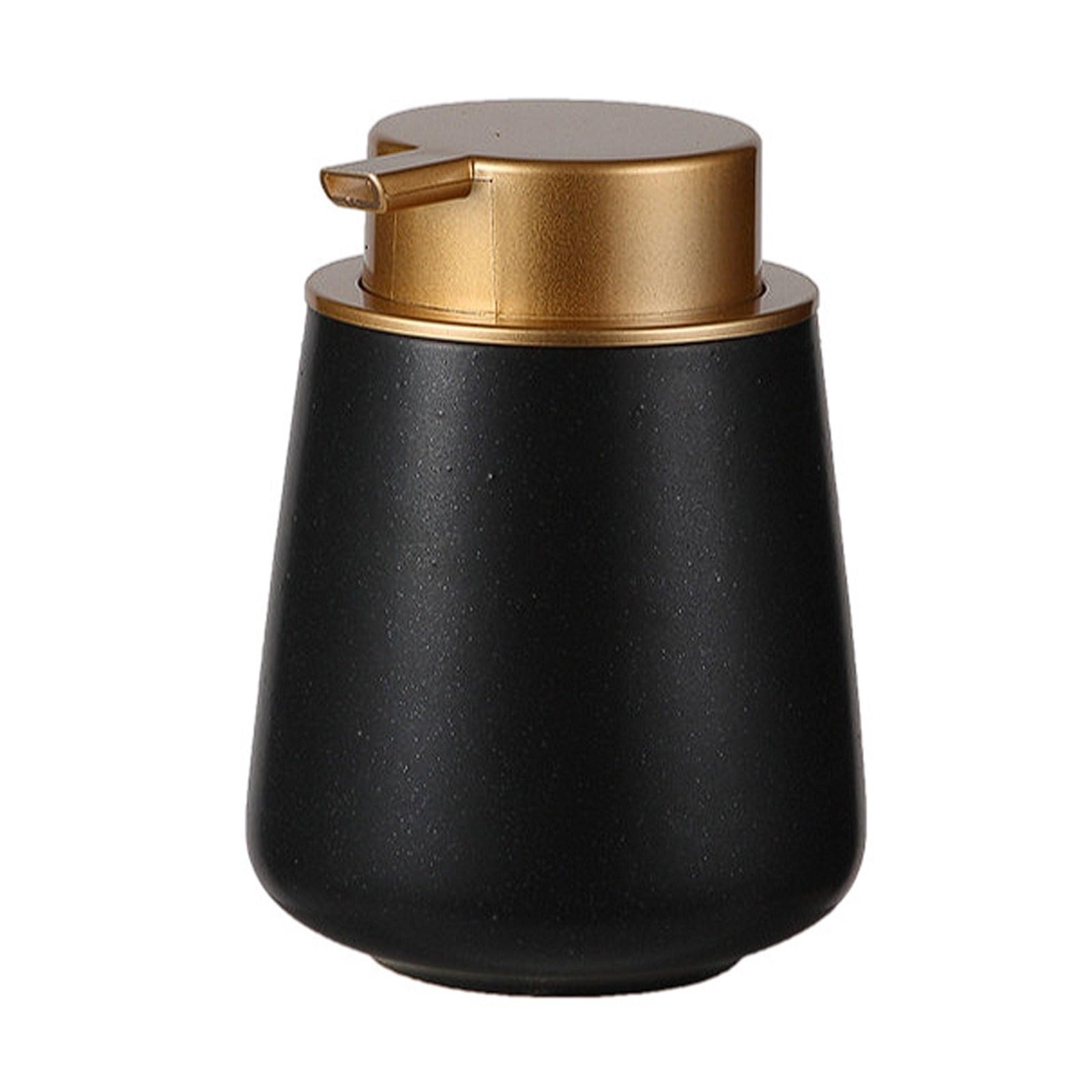 Ceramic Soap Dispenser Tapered Design, Stable Base, Countertop Manual for Kitchen Shampoo Body Wash(Nero)