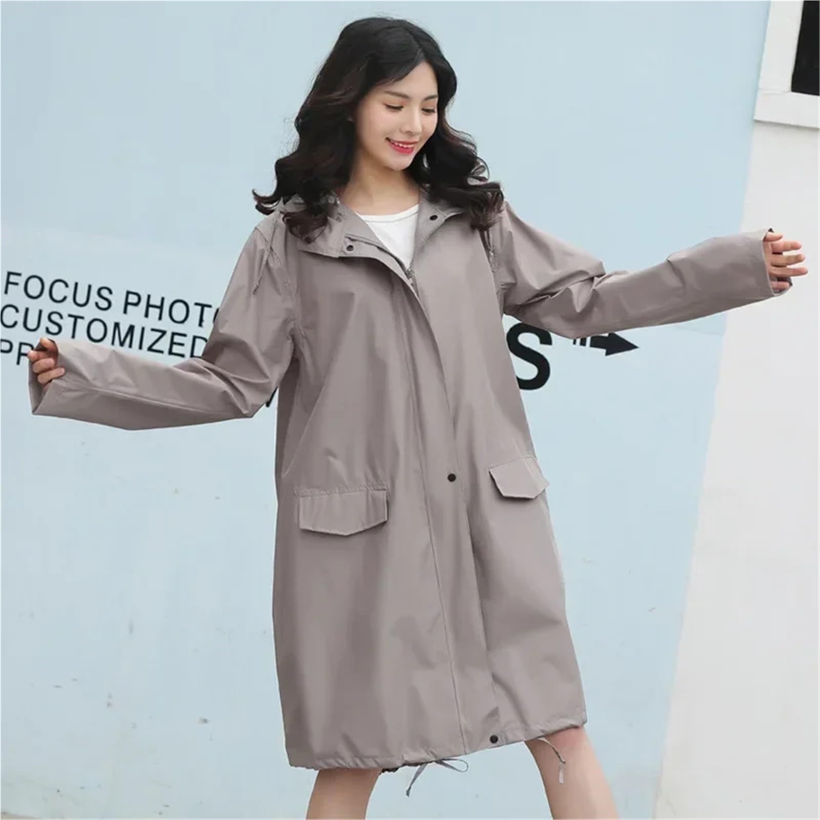 Poncho Antipioggia Traspirante da Donna, Lungo, Impermeabile, con Tasca, for Esterni