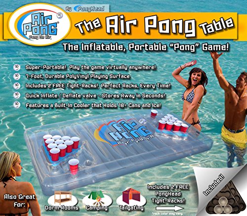 Air Pong The Table, Inflatable Beer Pong Cooler, Floating Beer Pong Table, 7ft