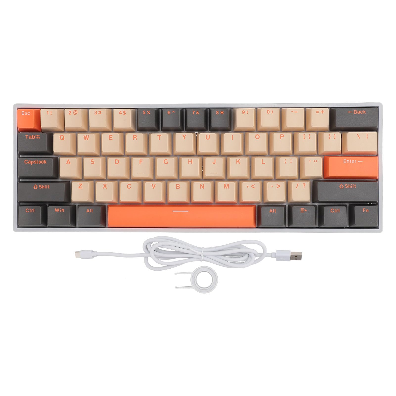 Tangxi Tastiera Meccanica Wireless 61 Tasti Retroilluminazione RGB Portatile per Giochi e Viaggi Bianca