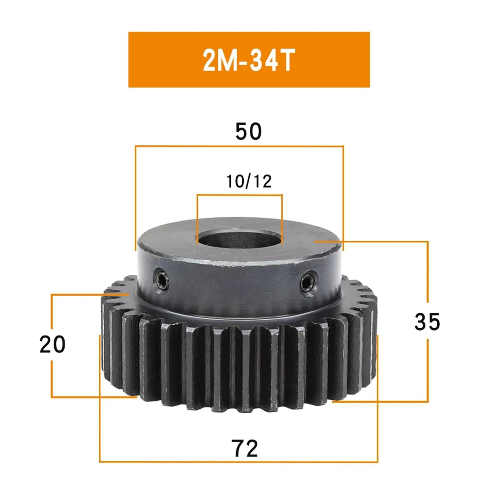 Set di Ingranaggi del pignone, 2M-32T/34T Alesaggio 10/12/14/19/20 mm Ruota dentata annerita SC45#Materiale Acciaio al Carbonio Altezza Denti 20 mm Altezza ingranaggio 35 mm(17 Teeth)
