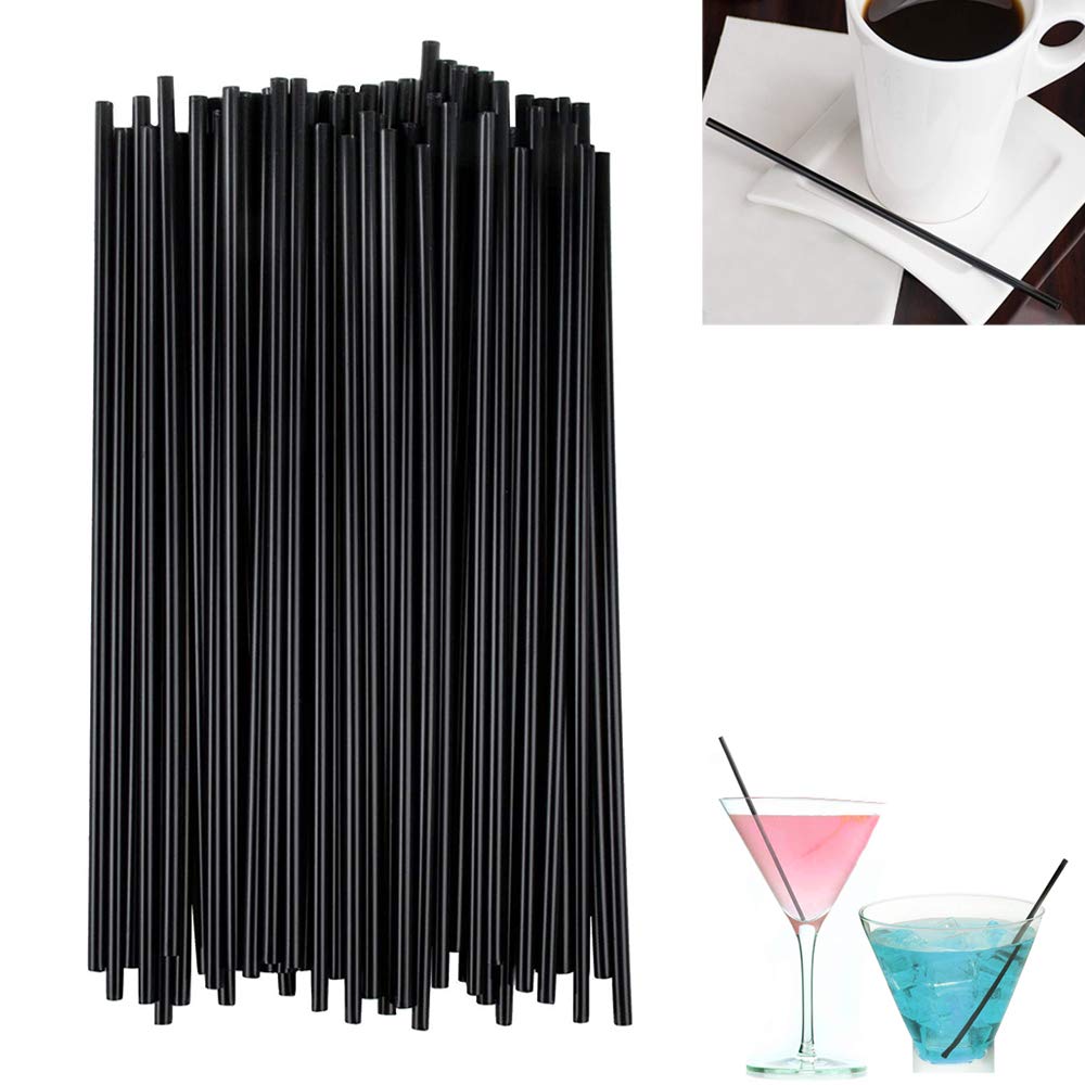 600ct Stirring Straws Sip Coffee Cocktail Mix Black Plastic Stirrer Sticks 5.25