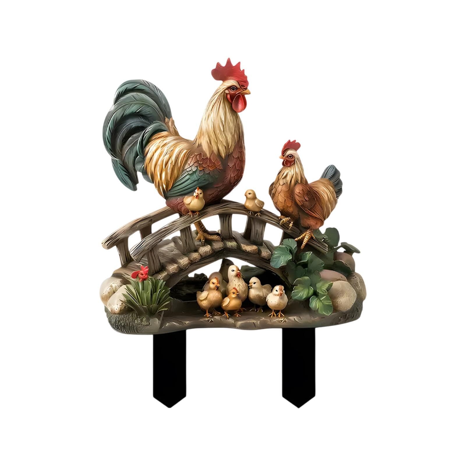 MERISHOPP Novelty Hen and Chicks 2D Garden Stake Acrylic Lawn Easy Installation Plaque-picture-42
