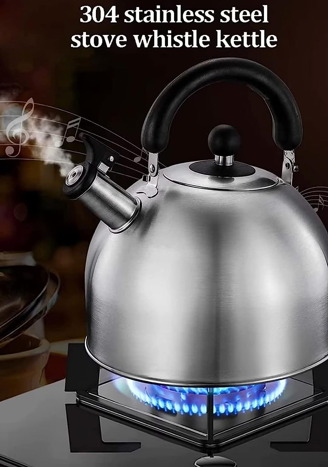 Czajnik z Gwizdkiem Czajnik Ze Stali Nierdzewnej 304 Do Kuchenki Gazowej I Kuchenki Indukcyjnej Stovetop Whistle Czajnik Do Herbaty Z Uchwytem Przeciw Oparzeniom Gwizdanie Czajnik Czajnik Kuchenek(6L)