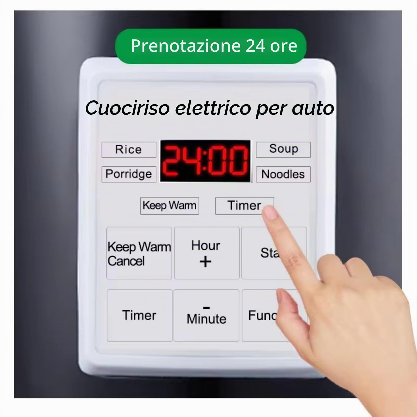 12V/24V Cuociriso portatile per auto in metallo con texture per uso in casa e in viaggio con pentole interne antiaderenti e caratteristiche per uso in auto e in casa