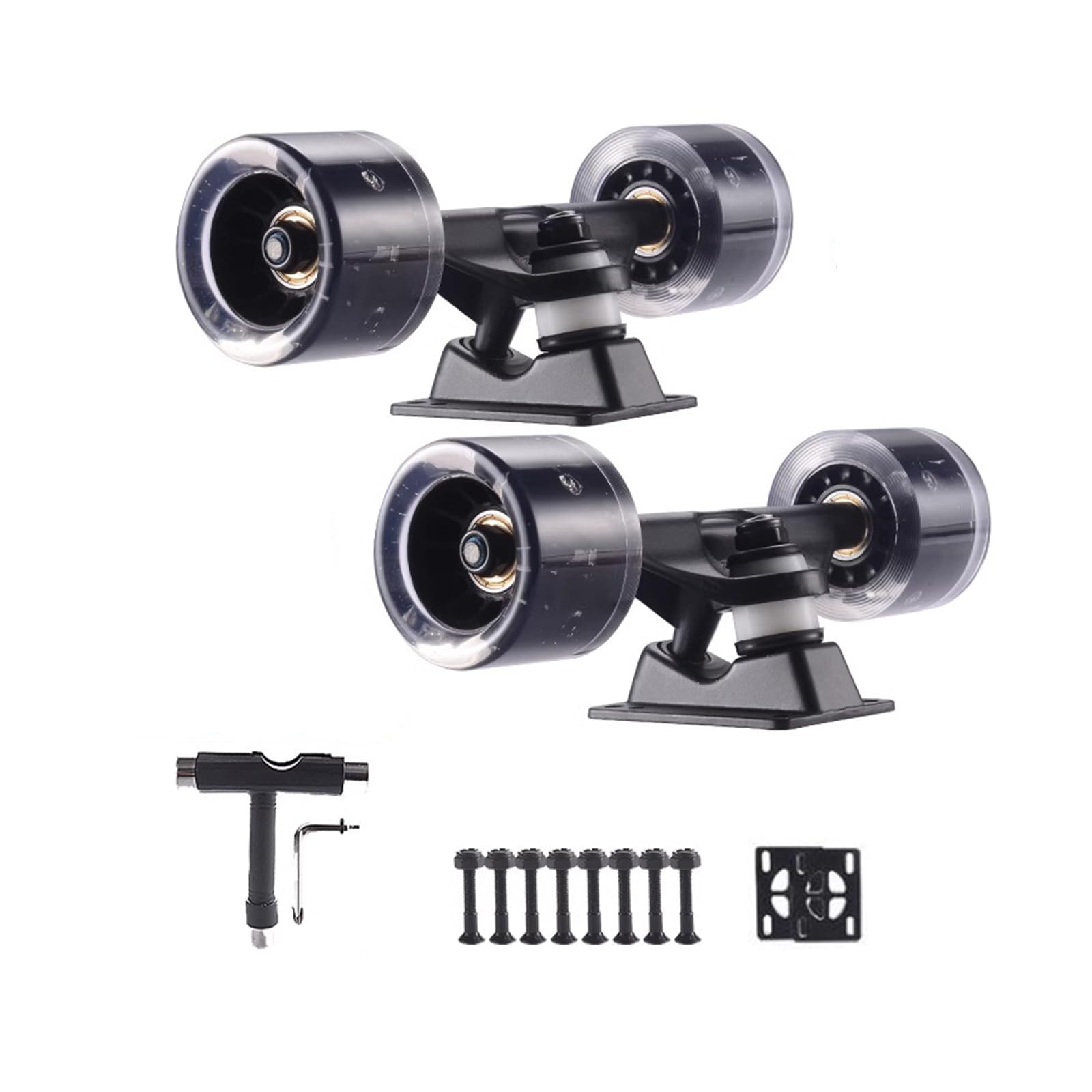 Skateboard Achsen Set Skateboard Achsen und Rollen Set Flash LED Skateboard Rollen und Kugellager Set 60 mm mit Skateboard Pads Skateboard Werkzeug
