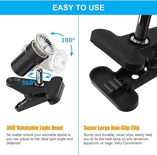Reptile Heat Lamp Rotatable Turtle Heating Light with — bottom and base construction detail