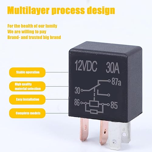 Miniatura 4 de 2 relés de 5 pines para automóvil, relé automotriz multiusos resistente estándar para motor de automóvil, relé de arranque multifunción de 12 V24 V