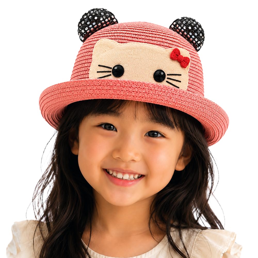 VRITRAZ Baby Boy's and Girl's Kids Children Cute Printed Cartoon Gift Summer Fancy Dress Straw Fasion Hat Cap 1…-picture-32