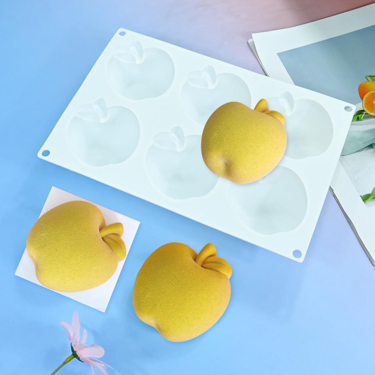 Moules 3D en silicone pour gâteau mousse, moule de cuisson anti-adhésif de qualité alimentaire pour dessert français, fondant, pâtisserie et chocolat (G_ pomme)